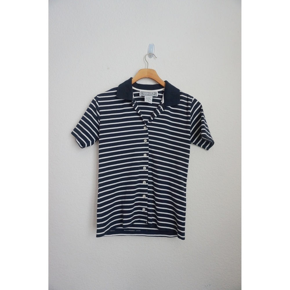 Bonjour 90s Striped‎ Collared Polo Shirt Fisherman Nautical Minimalist size S